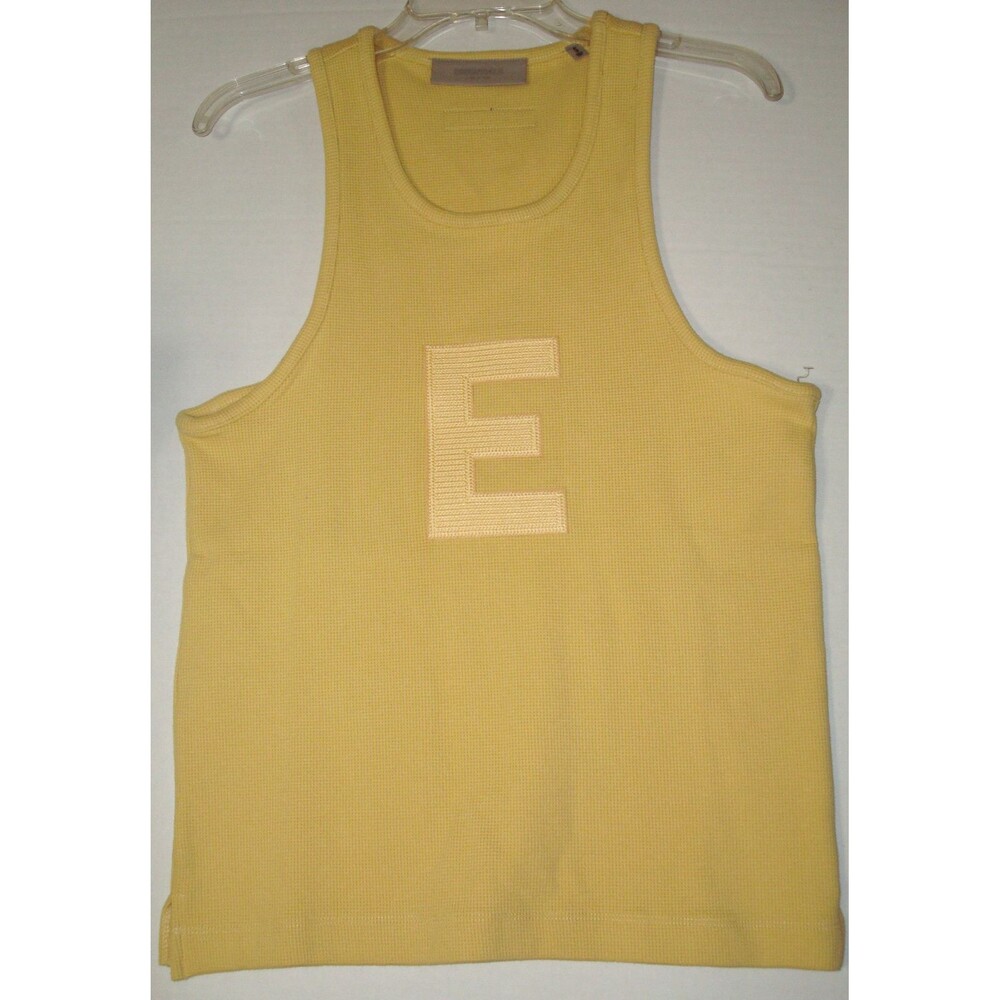 New Womens Small Light Tuscan Yellow Tank Top Essentials Fear of God NWT Logo S